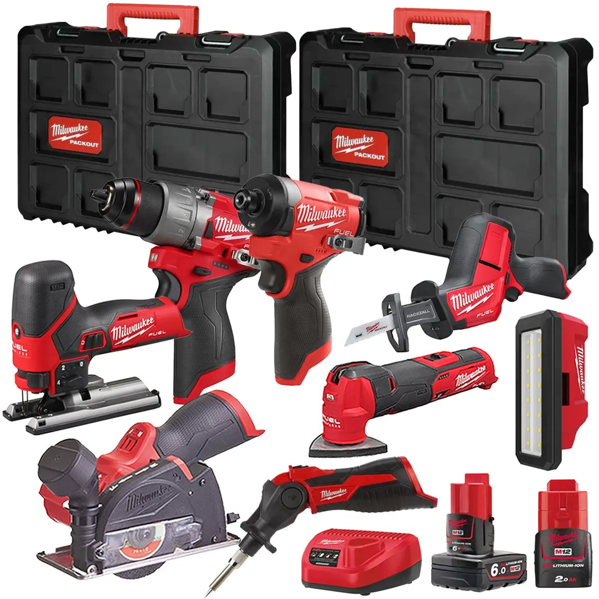 Milwaukee M12fpp7b2-635P 12V Fuel 8 Piece Powerpack Tool Kit With 1 X 6.0Ah & 2.0Ah Batteries, Charger & Case 1
