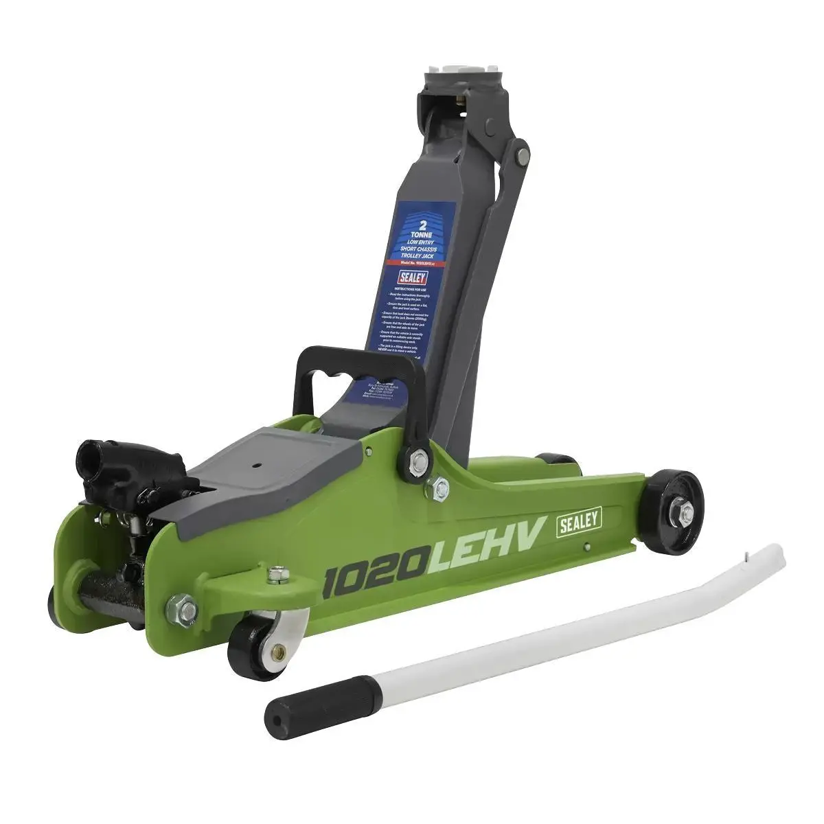 Sealey 1020Lehvbagcombo 2Tonne Low Entry Short Chassis Trolley Jack Green 2