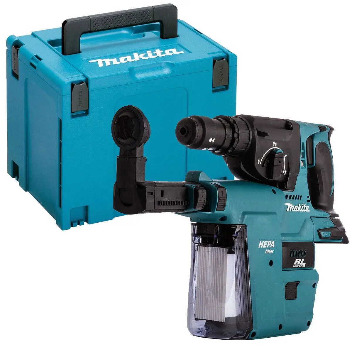 Makita Dhr243z 18V Lxt Brushless 24Mm Sds+ Rotary Hammer Drill With Case & Dust Extraction System 1