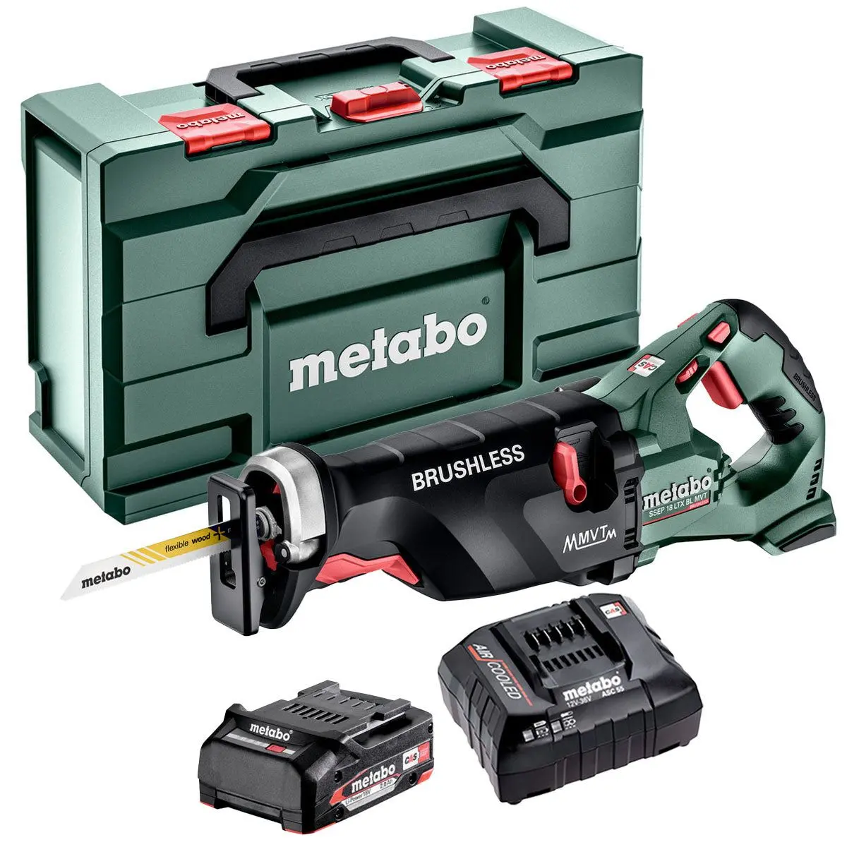 Metabo Ssep 18 Ltx Bl Mvt 18V Brushless Sabre Saw With 1 X 2.0Ah Battery Charger & Metabox 1