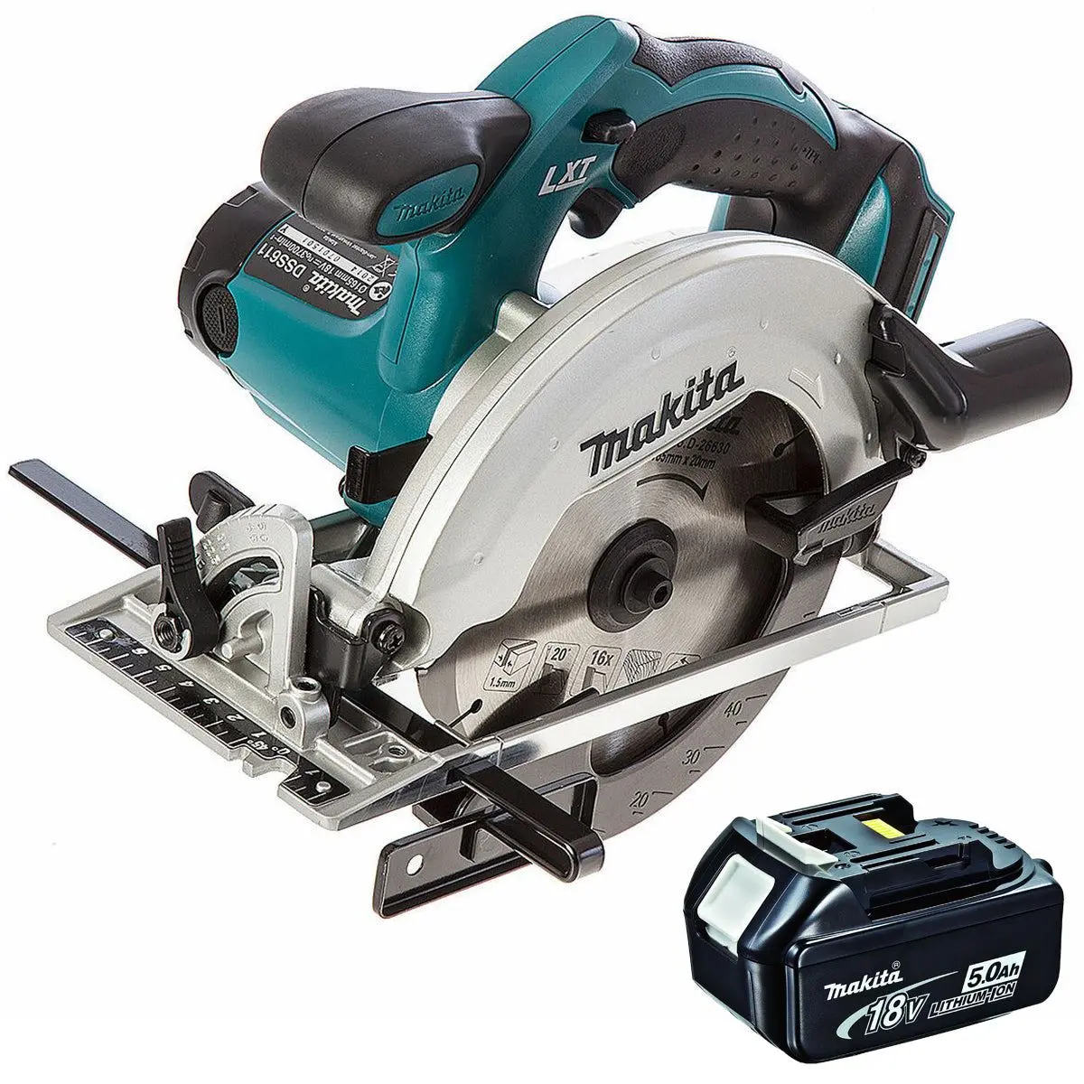 Makita Dss610z 18V Li-Ion 165Mm Circular Saw Body With 1 X 5.0Ah Battery 1