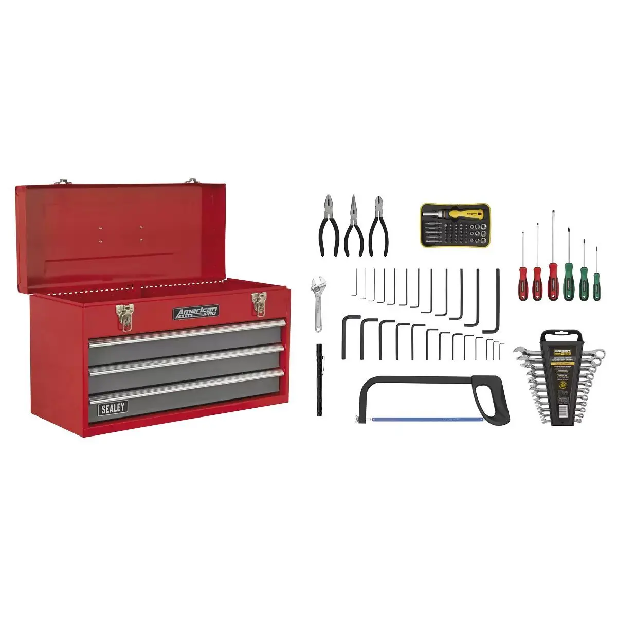 Sealey Ap9243bbcombo Portable Tool Chest 3 Drawer 93Pc Tool Kit 1