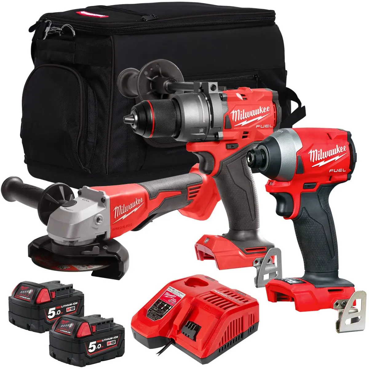 Milwaukee 18V 3 Piece Power Tool Kit With 2 X 5.0Ah Batteries T4tkitm-106 1