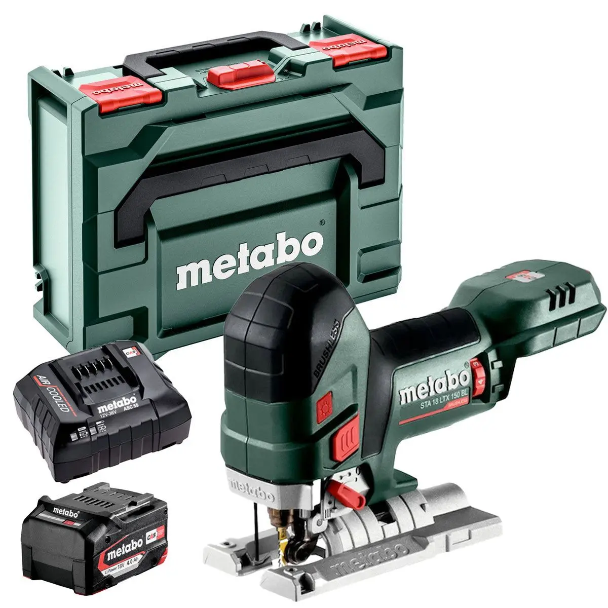 Metabo Sta 18 Ltx 150 Bl 18V Brushless Body Grip Jigsaw With 1 X 4.0Ah Battery Charger & Metabox 1