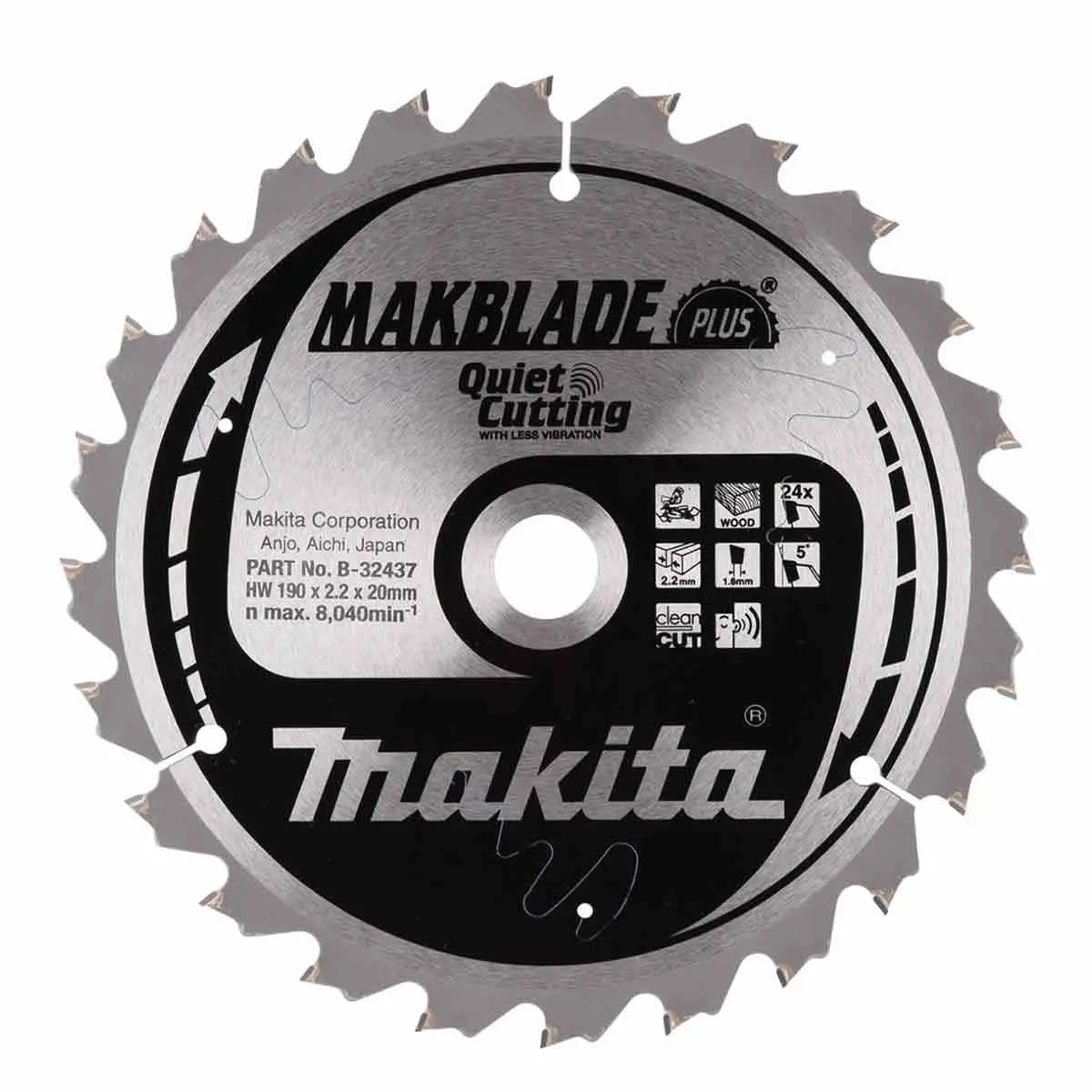 Makita 190Mm 24T Circular Saw Blade Makblade+ B-32437 1