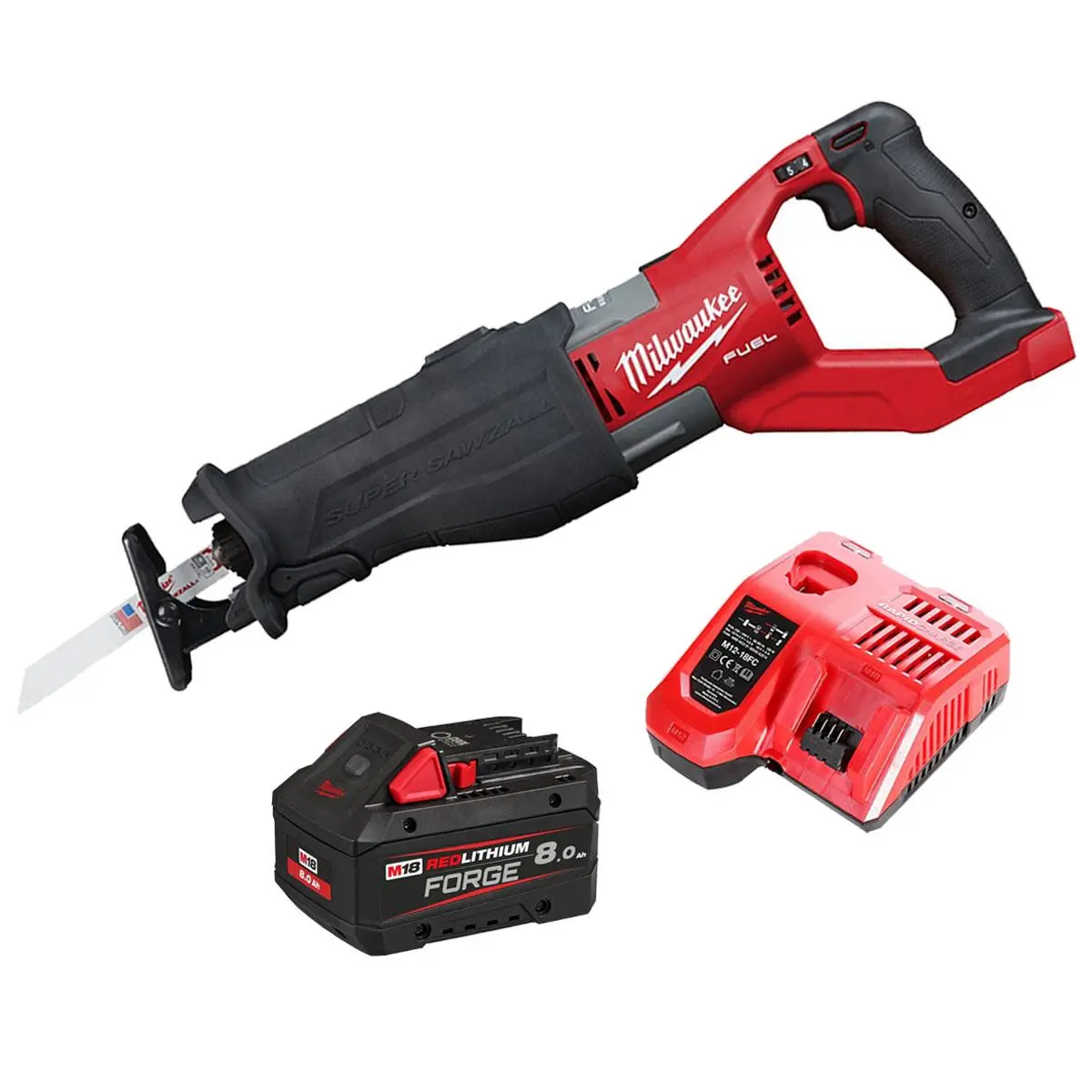 Milwaukee M18fsx-0 18V M18 Fuel Sawzall Reciprocating Saw With 1 X 8.0Ah Battery & Charger 1