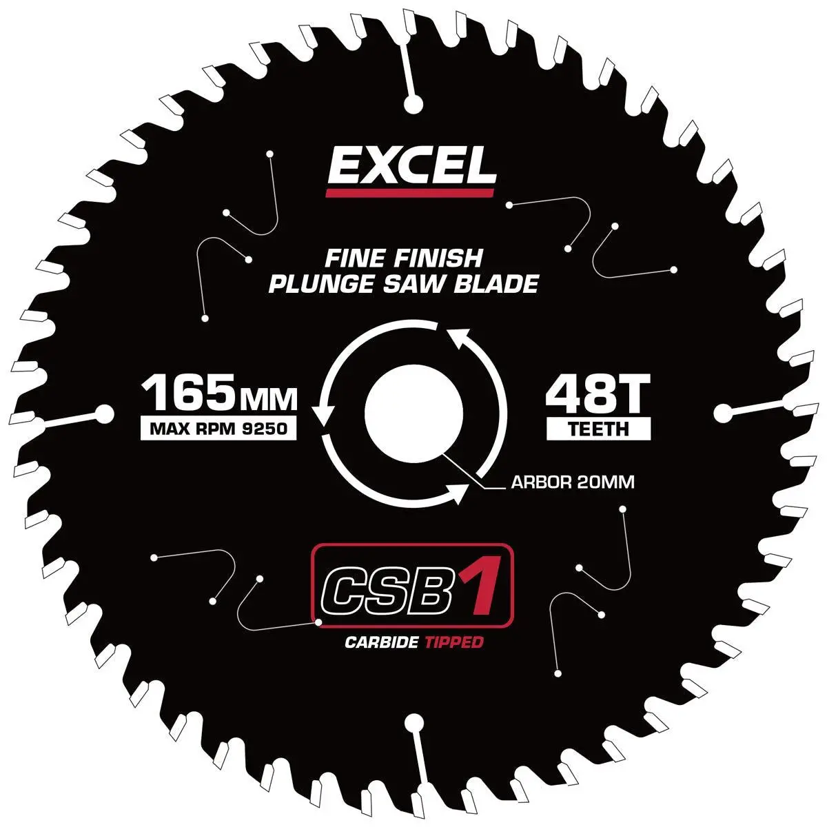 Excel 165Mm Plunge Saw Blade 48T With Teflon Coating 1