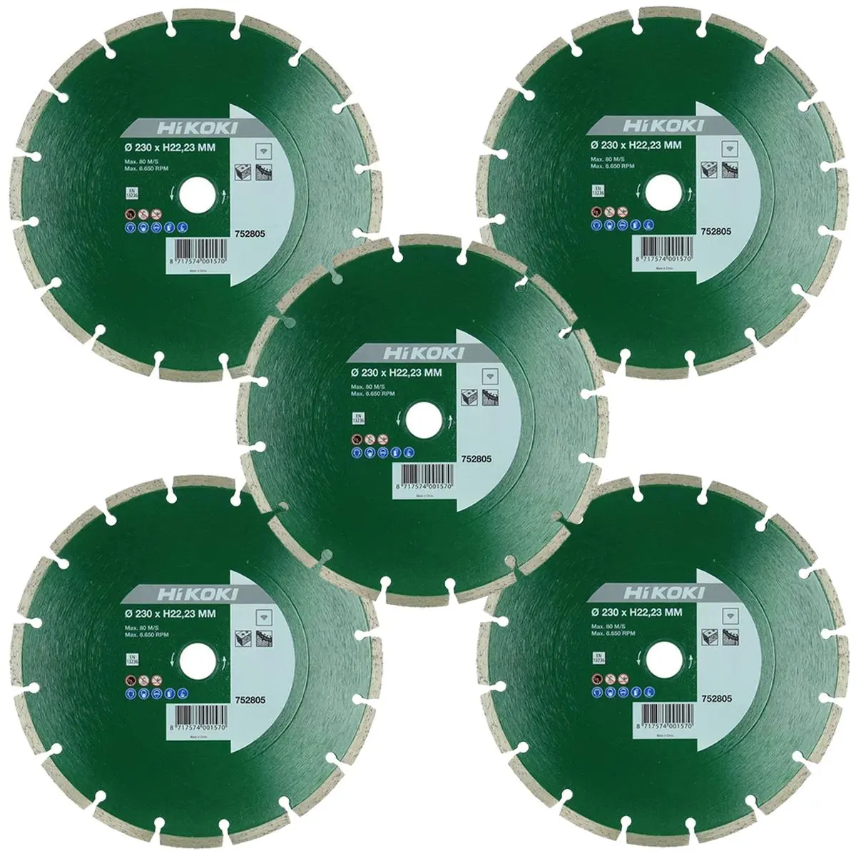 Hikoki 752805 230Mm Universal Diamond Saw Blade Pack Of 5 1