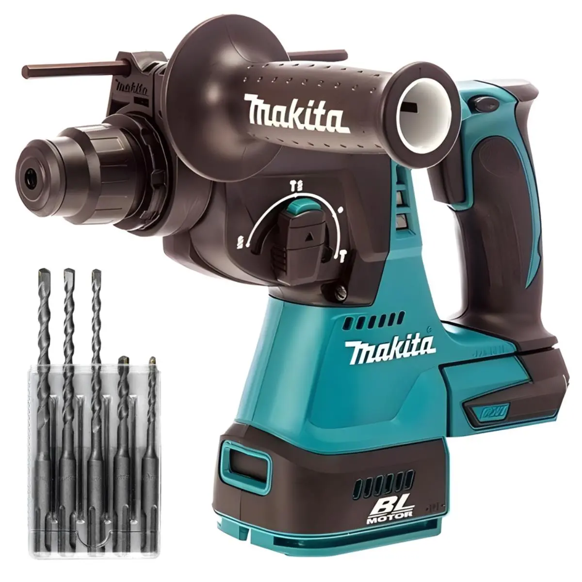 Makita Dhr242z 18V Brushless Sds+ Rotary Hammer Drill With 5 Piece Drill Bit Set 1