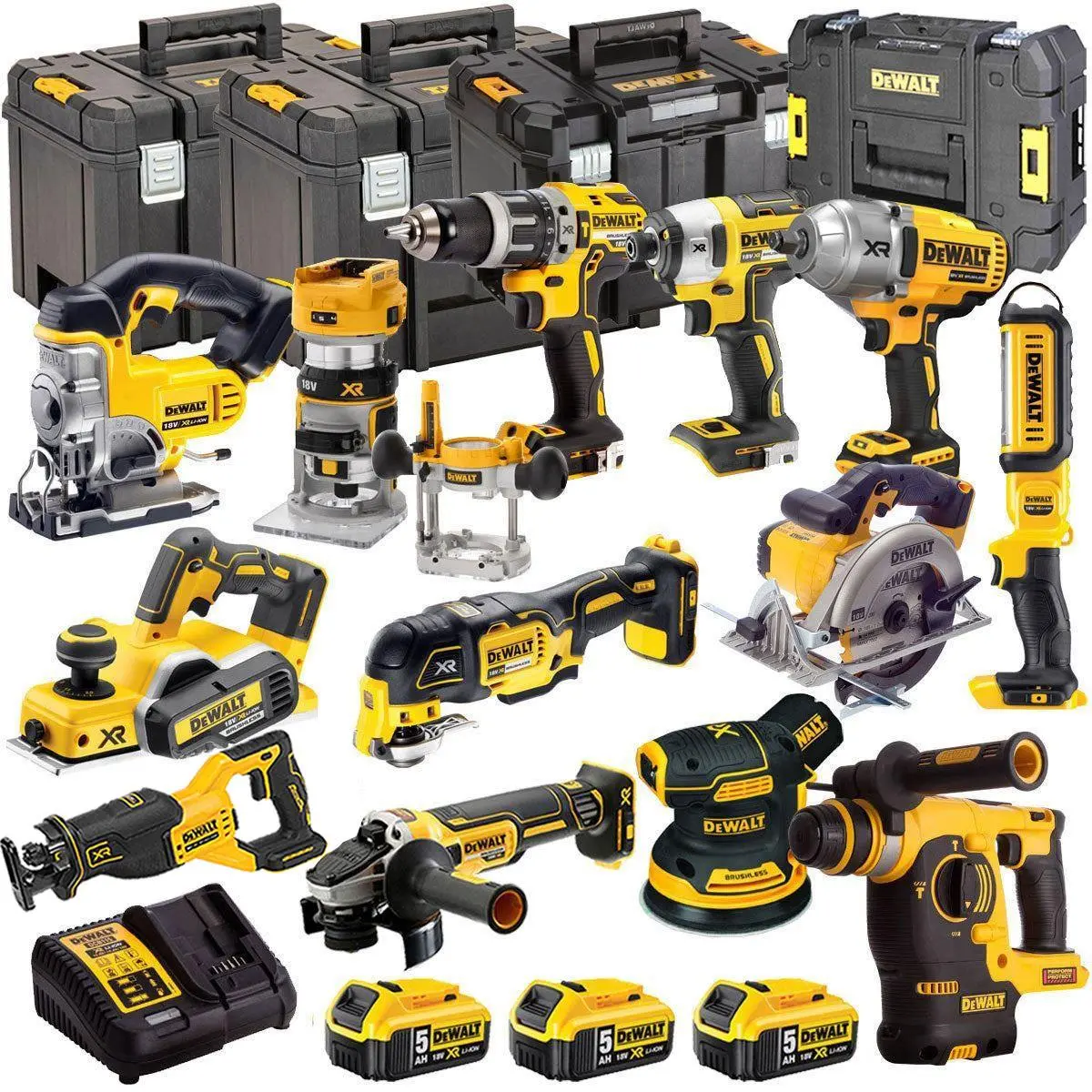 Dewalt 18V 13 Piece Power Tool Kit With 3 X 5.0Ah Batteries T4tkit-487 1