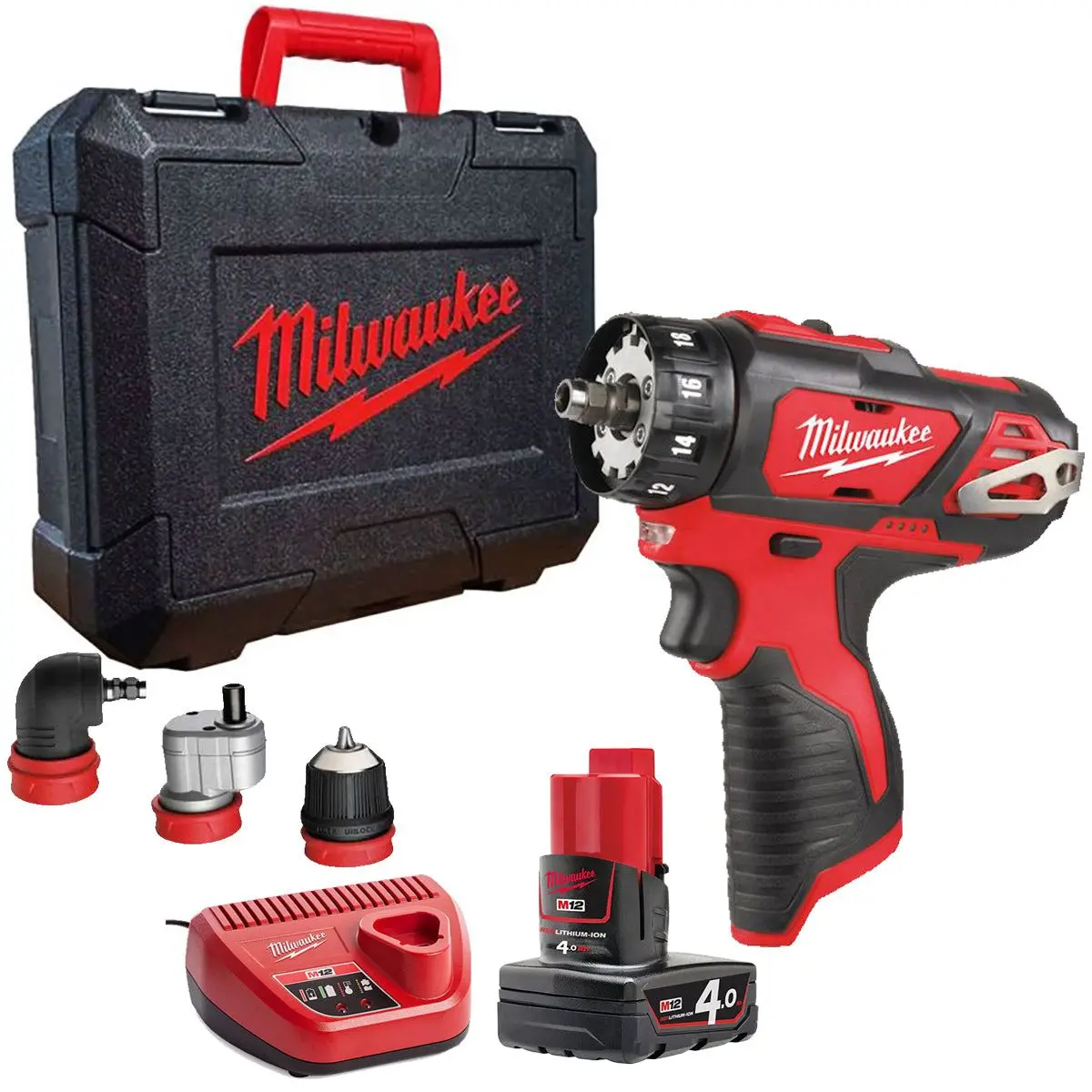 Milwaukee M12bddxkit-0X 12V Removable Drill Driver With 1 X 4.0Ah Battery Charger & Case 1