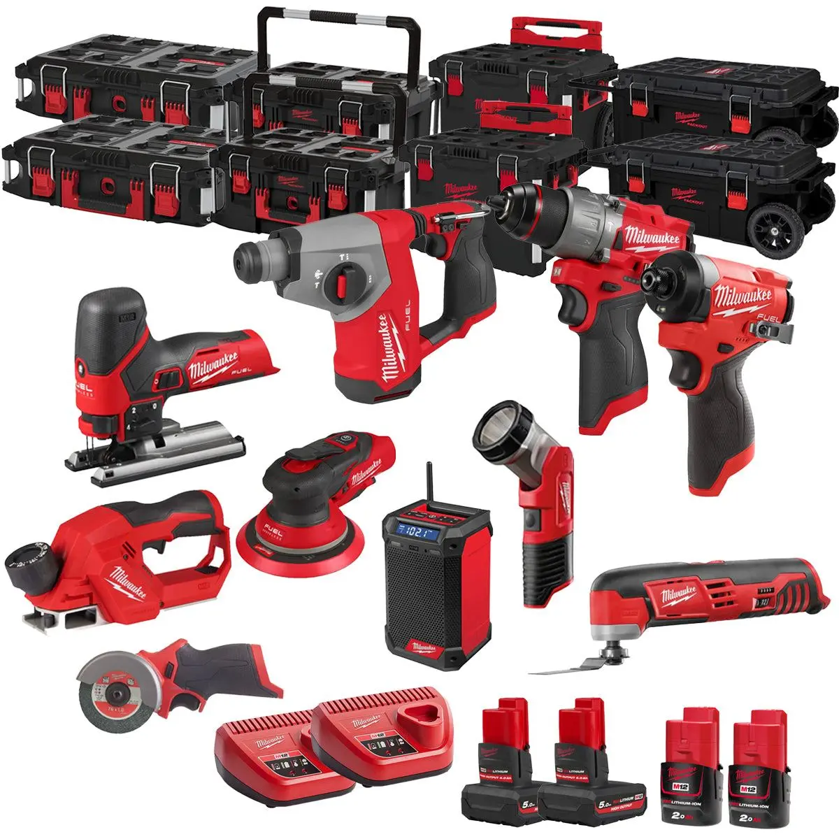 Milwaukee 12V 10 Piece Power Tool Kit With 4 X Batteries T4tkitm - 18486 1