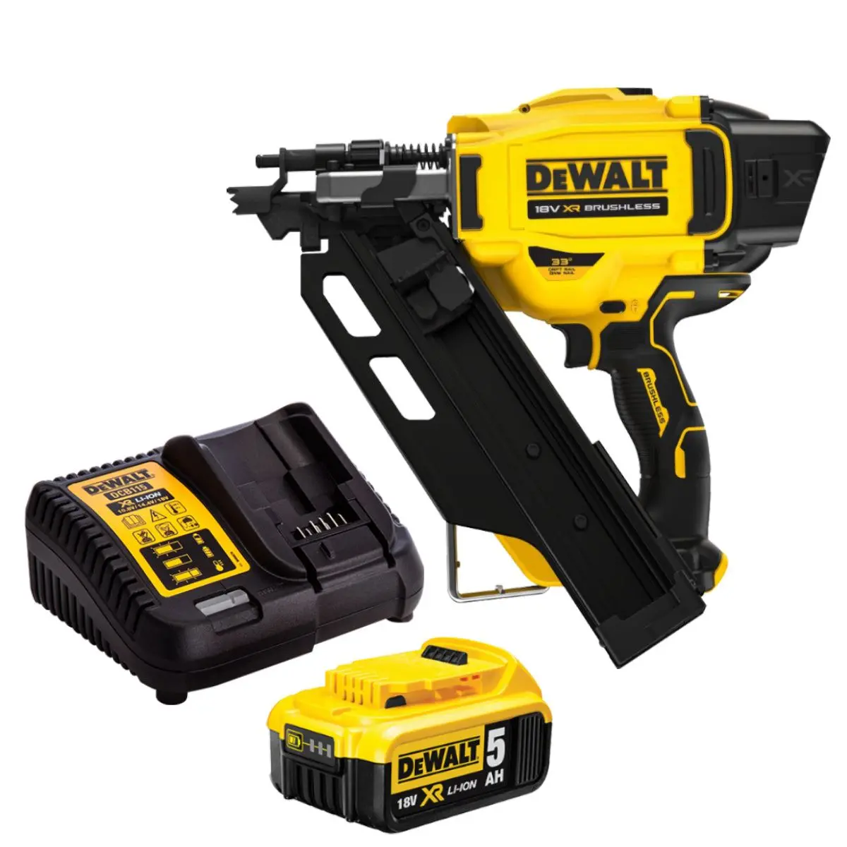 Dewalt Dcn930n 18V Xr Brushless 90Mm First Fix Framing Nailer With 1 X 5.0Ah Battery & Charger 1