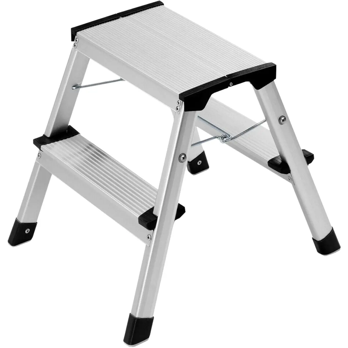 Excel Aluminium Stool Ladder 2 Tread Heavy Duty Folding Hop Up 350Mm X 400Mm 1