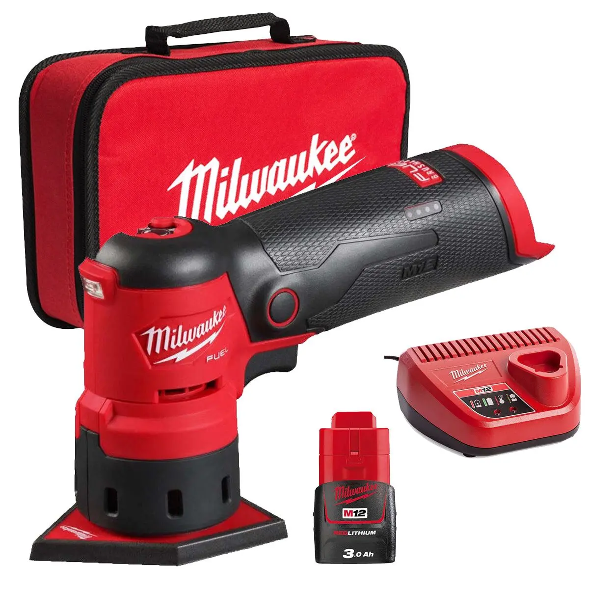Milwaukee M12fdss-0B 12V Brushless Spot Sander With 1 X 3.0Ah Battery Charger & Bag 1