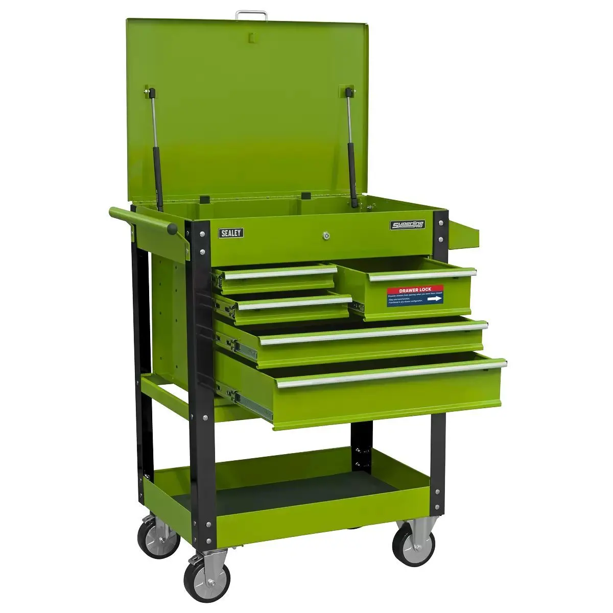 Sealey Ap890mhv Heavy-Duty 5 Drawers And Lockable Top Mobile Trolley Green 1