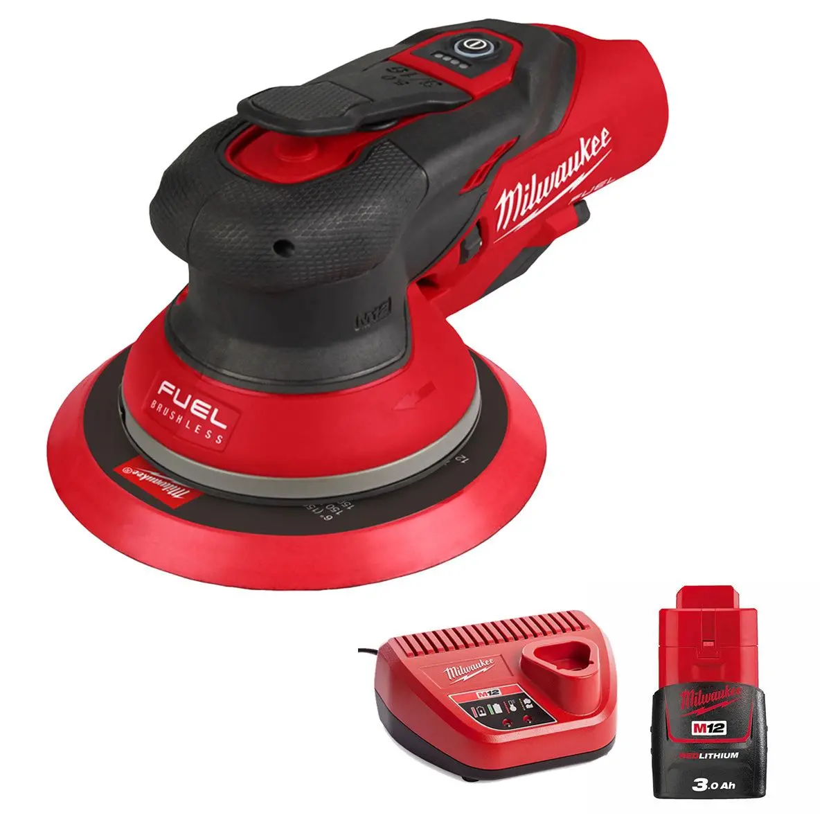 Milwaukee M12fros5-0 12V Fuel Brushless 150Mm Random Orbit Sander With 1 X 3.0Ah Battery & Charger 1