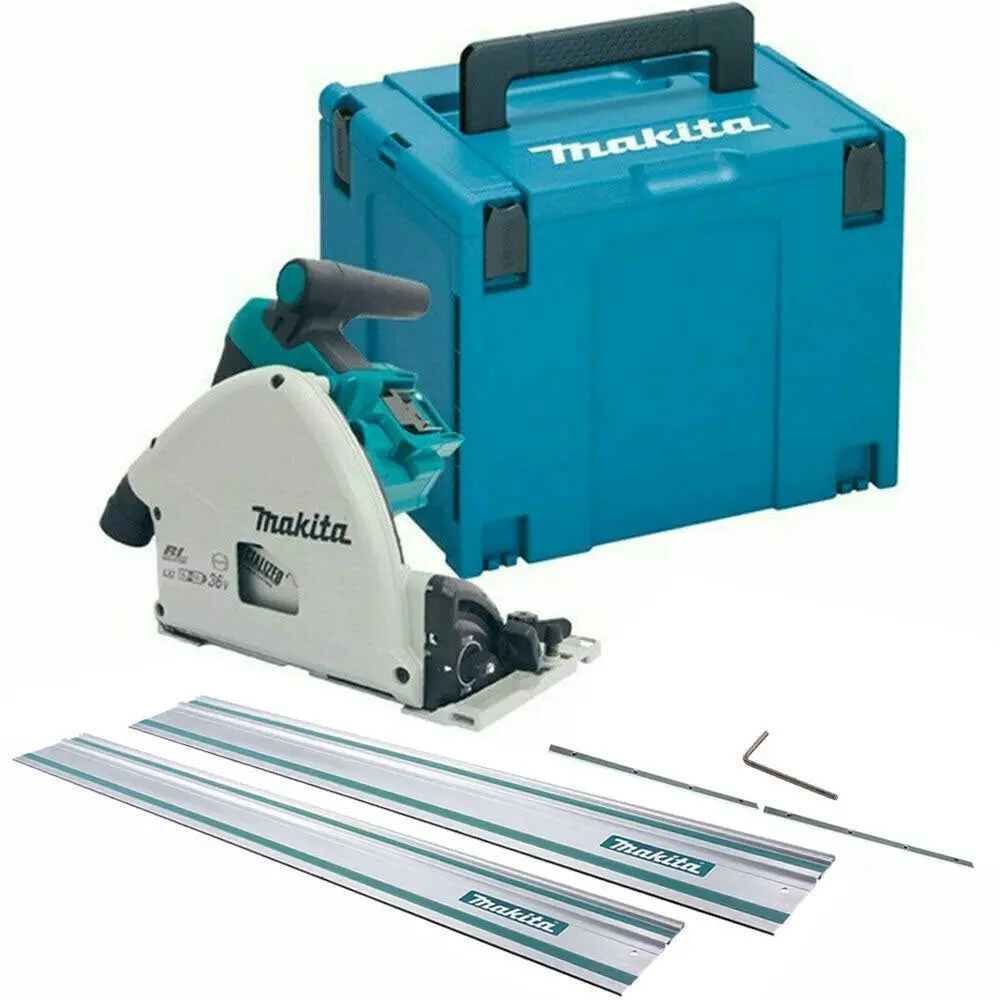 Makita Dsp600zj 36V/18V Brushless Plunge Saw Body Only With 2 X Guide Rails & Connector 1
