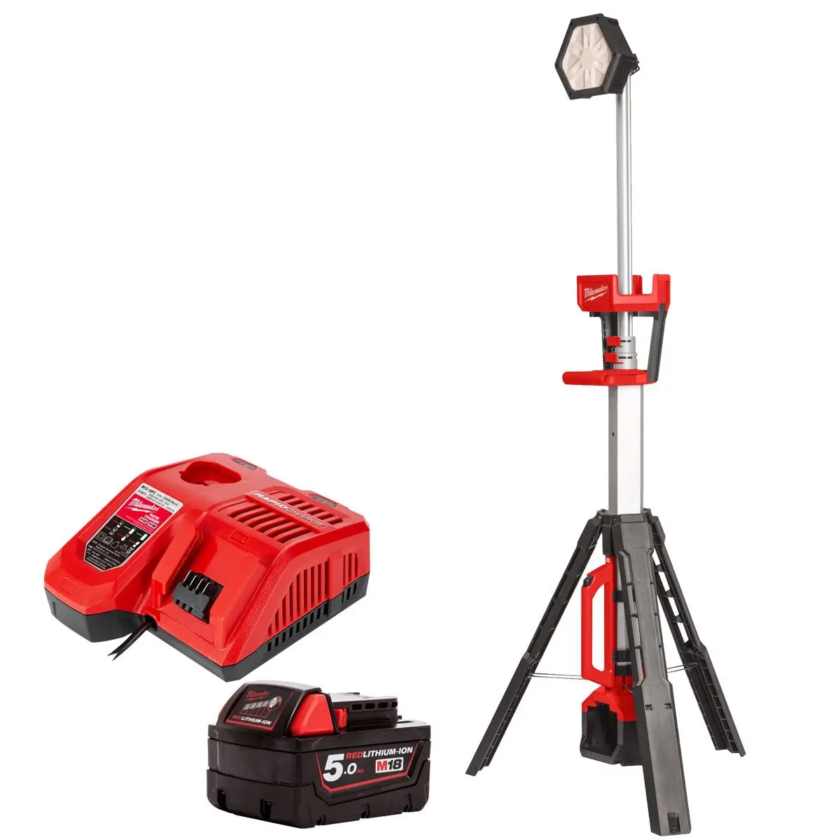 Milwaukee M18sal2-0 18V Led Stand Light With 1 X 5.0Ah Battery & Charger 1