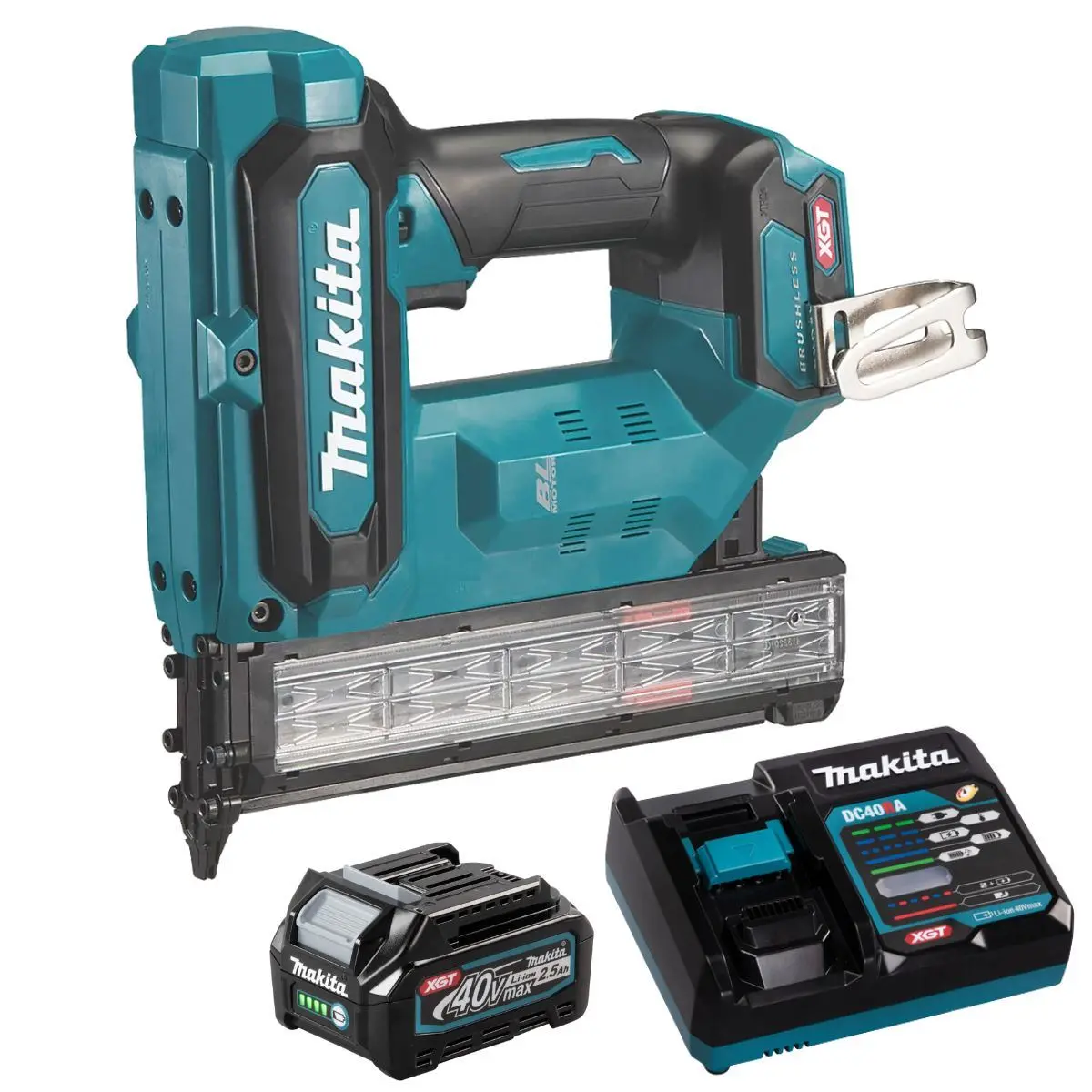 Makita Fn001gz 40V Brushless 18Ga Brad Nailer With 1 X 2.5Ah Battery & Charger 1