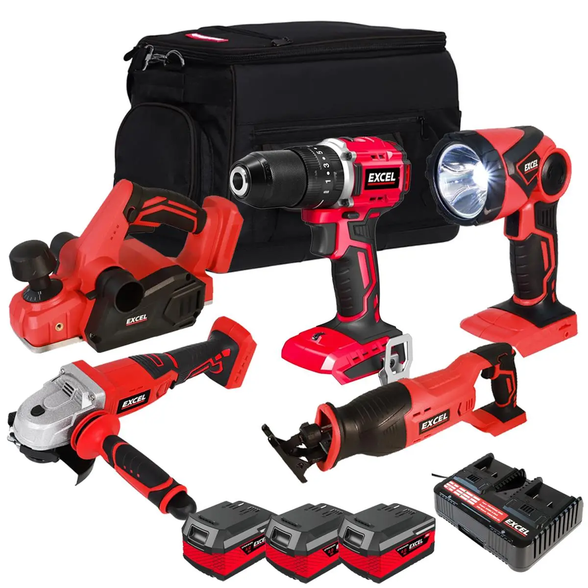 Excel 18V 5 Piece Combo Kit With 3 X 4.0Ah Batteries Exl10176 1