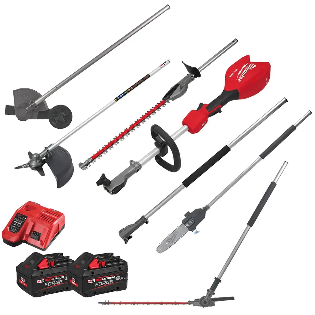 Milwaukee M18foph2-802 Fuel 18V Brushless Outdoor Power Head Quik-Lok With 2 X 8.0Ah Battery Charger & 6 Piece Attachment 1