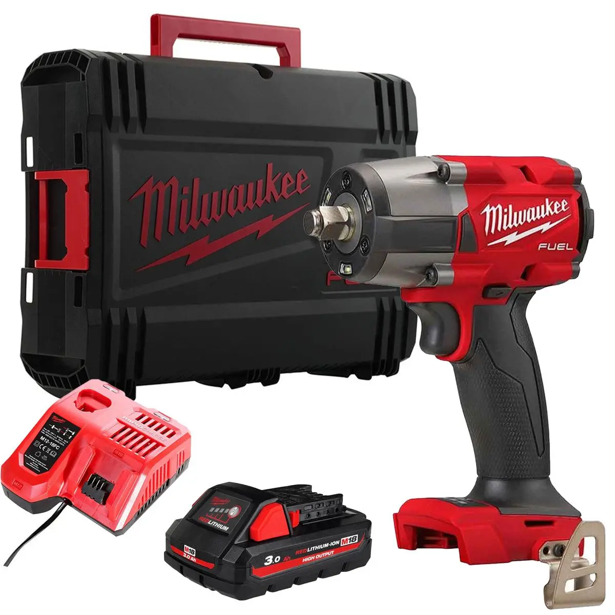 Milwaukee M18fmtiw2f12-0X 18V Brushless 1/2" Impact Wrench With 1 X 3.0Ah Battery Charger & Case 1