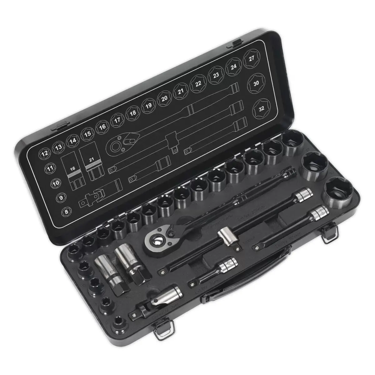 Sealey Ak7972 Socket Set 28Pc 1/2"Sq Drive 1