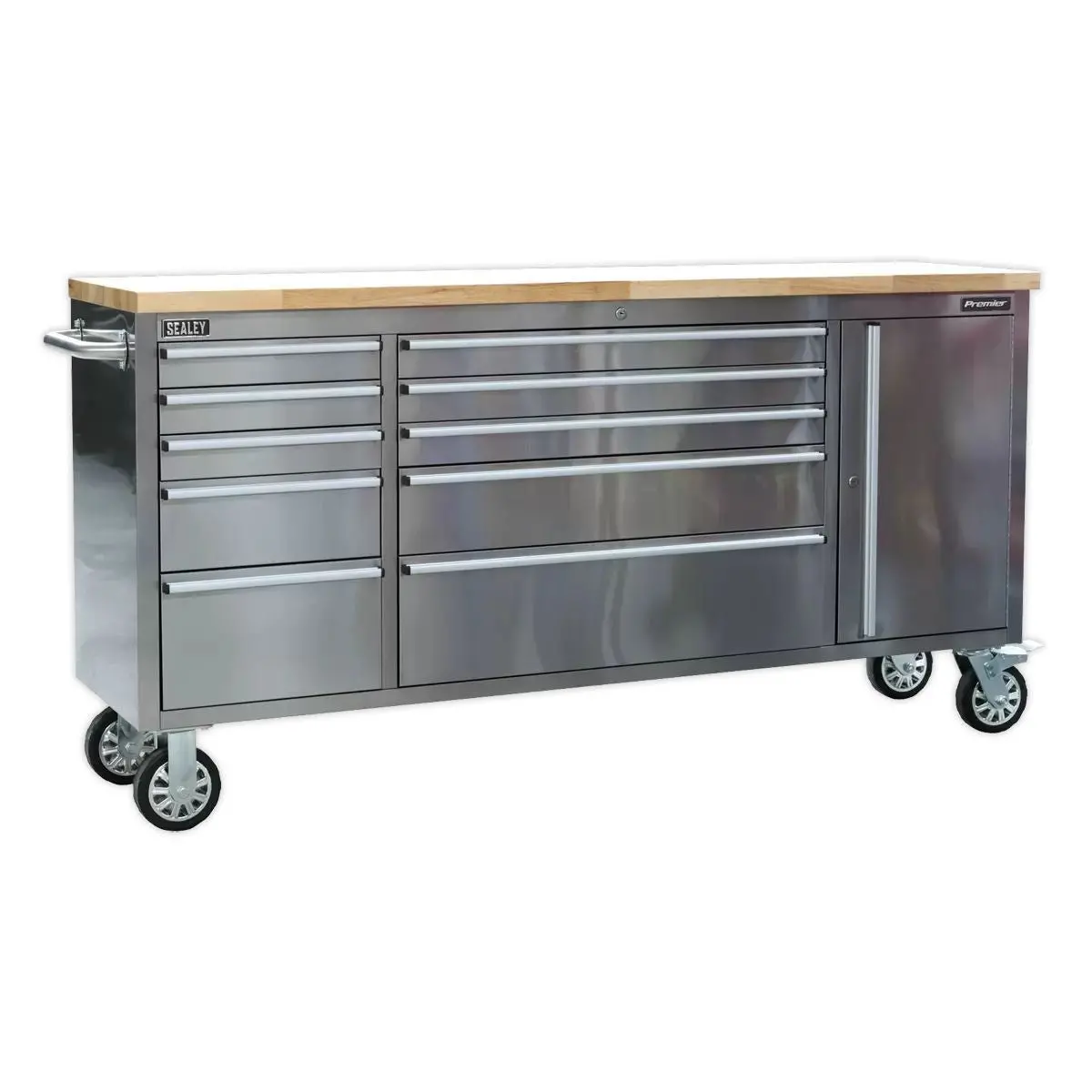Sealey Ap7210ss 10 Drawer & Cupboard Stainless Steel Mobile Tool Cabinet 1