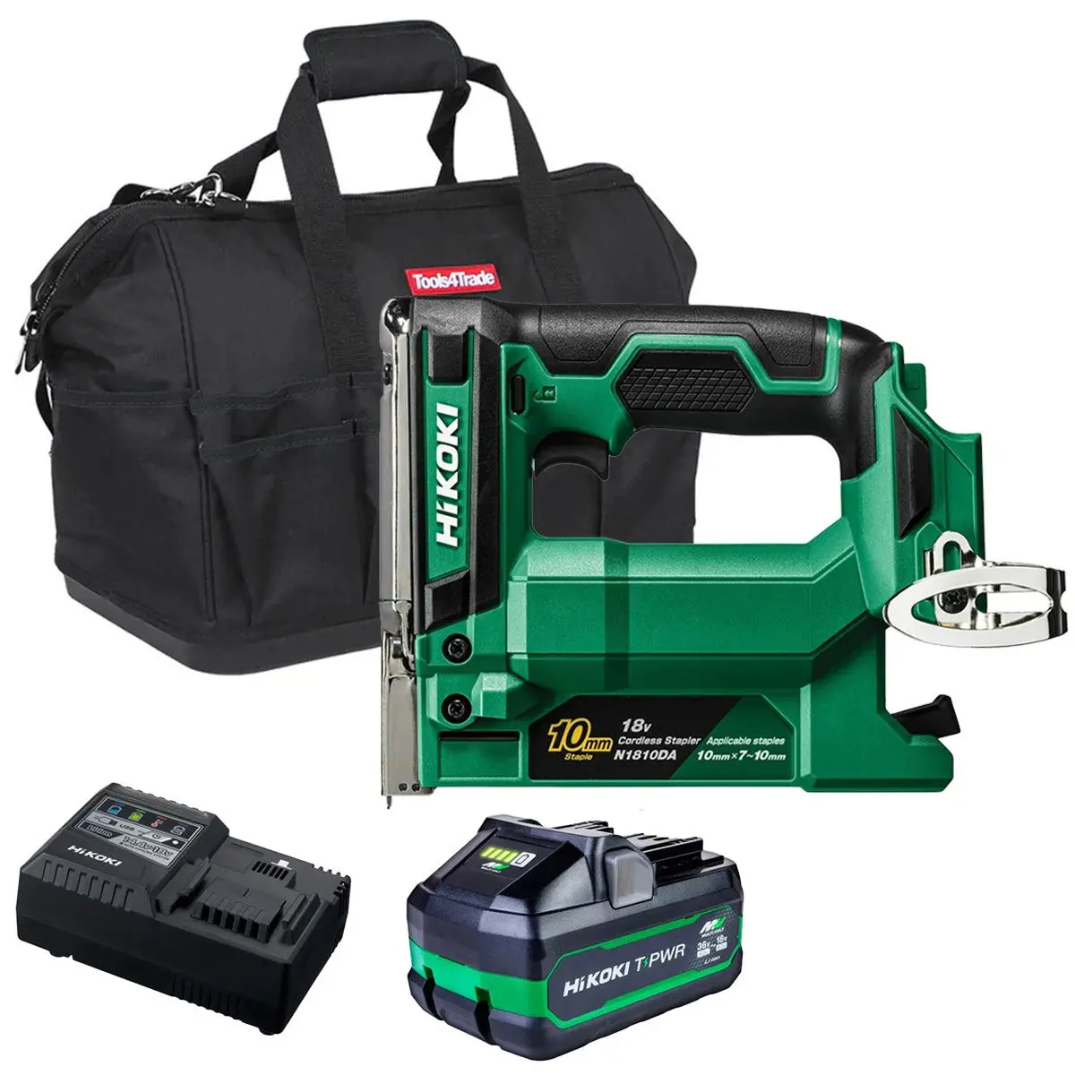 Hikoki N1810daw4z 18V 10Mm Crown Width Fine Wire Stapler With 1 X 8.0Ah Battery Charger & Bag 1