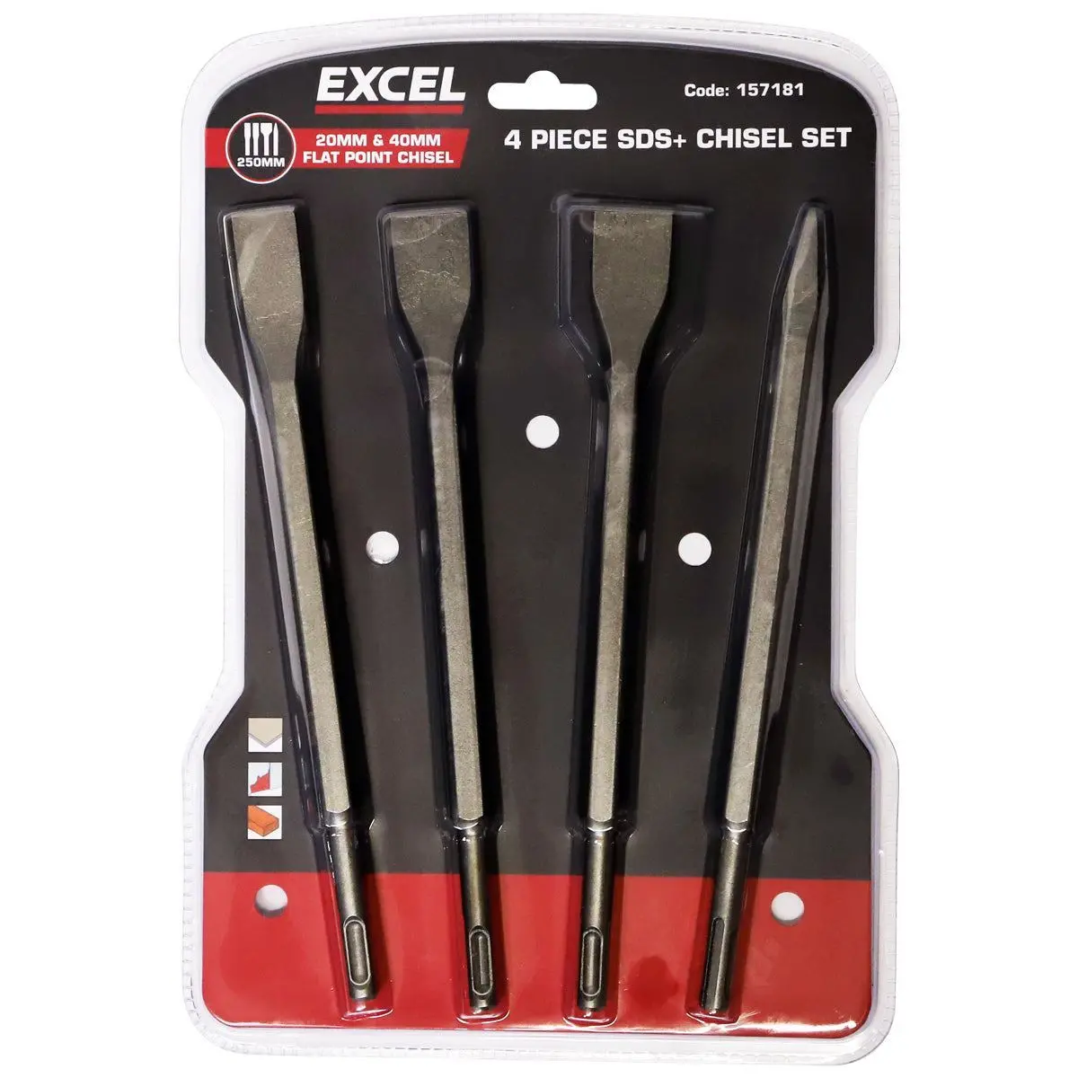 Excel Sds Plus Hammer Drill Chisel Set 4 Piece 1