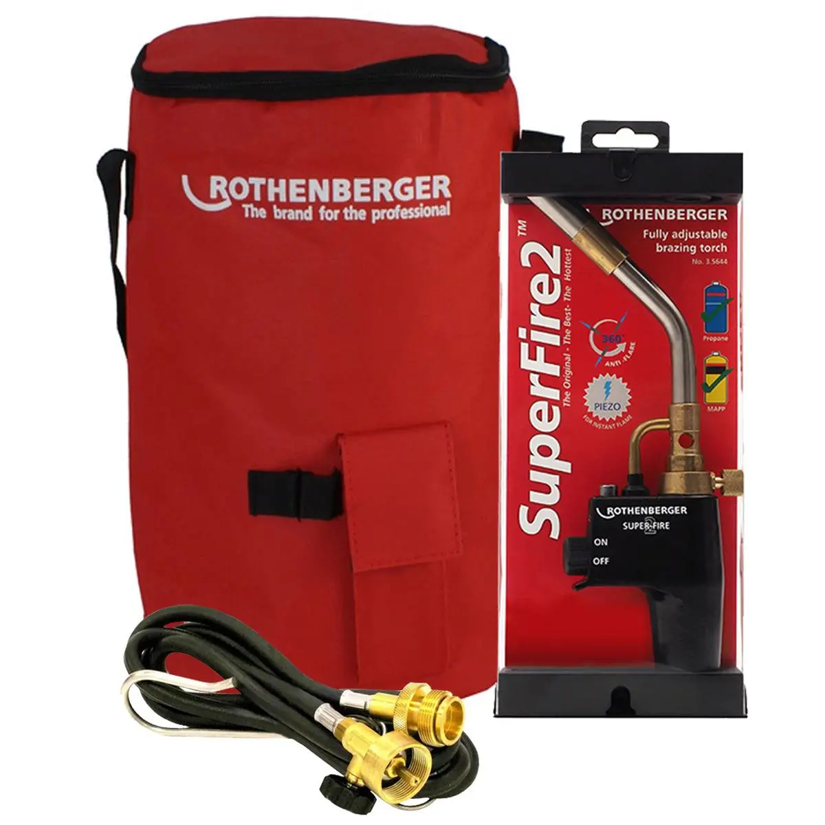 Rothenberger Superfire 2 Gas Blow Torch 35644X With 1.5M Torch Extension Hose & Hot Tool Bag 1