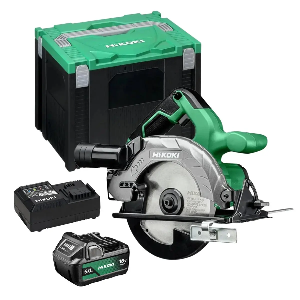 Hikoki C1806daw2z 18V 165Mm Circular Saw With 1 X 5.0Ah Battery Charger & Case 1