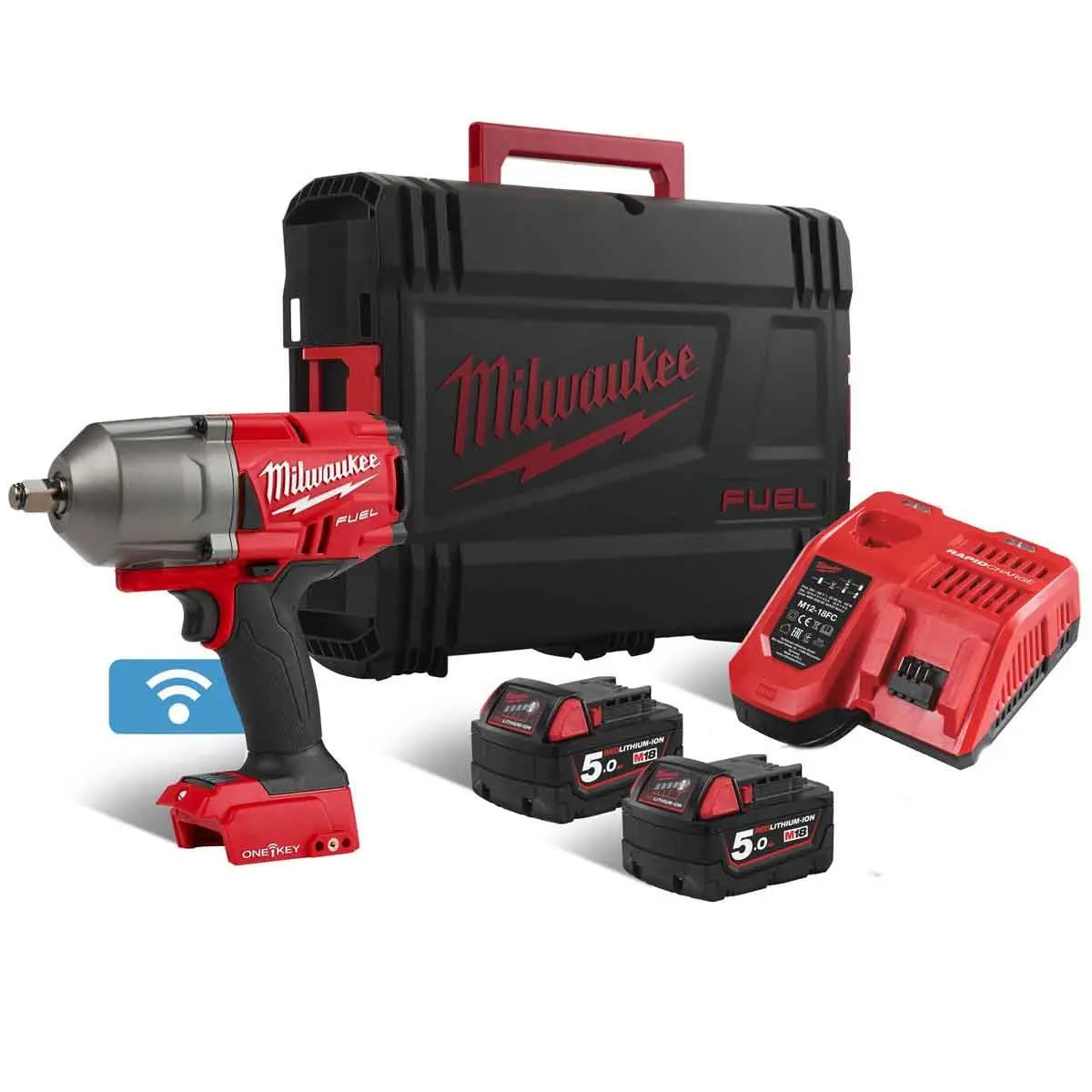 Milwaukee M18onefhiwf12-502X 18V Brushless Impact Wrench With 2 X 5.0Ah Batteries & Charger In Case 4933459728 1