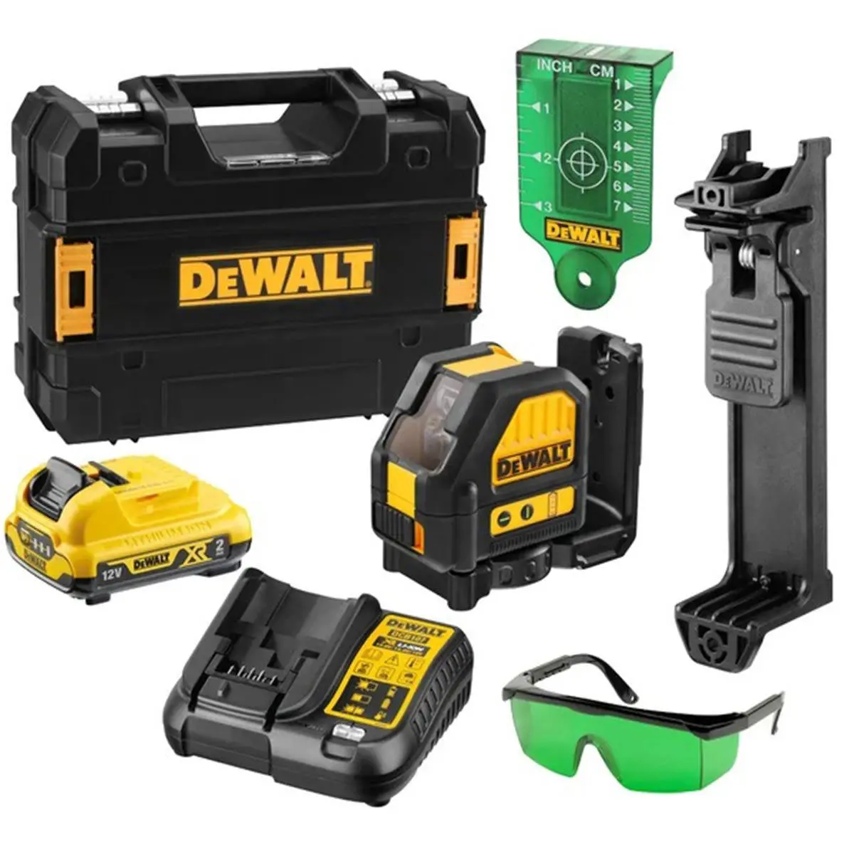 Dewalt Dce088d1g 12V Self-Levelling Green Cross Line Laser With 2.0Ah Battery Charger & Tstak Case 1