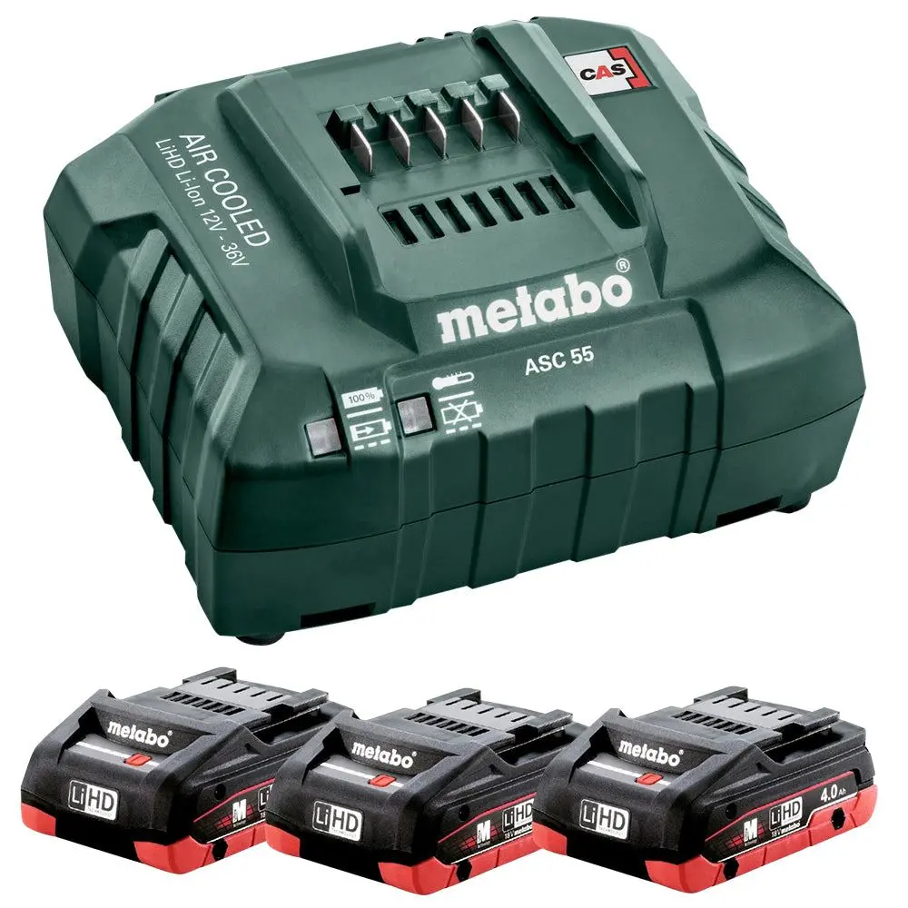 Metabo 685132380 18V Basic Set 3 X 4.0Ah Lihd Batteries With Asc 55 Charger 1
