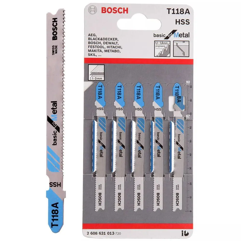 Bosch T118a Jigsaw Blade For Metal Hss Pack Of 5 - 2608631013 1