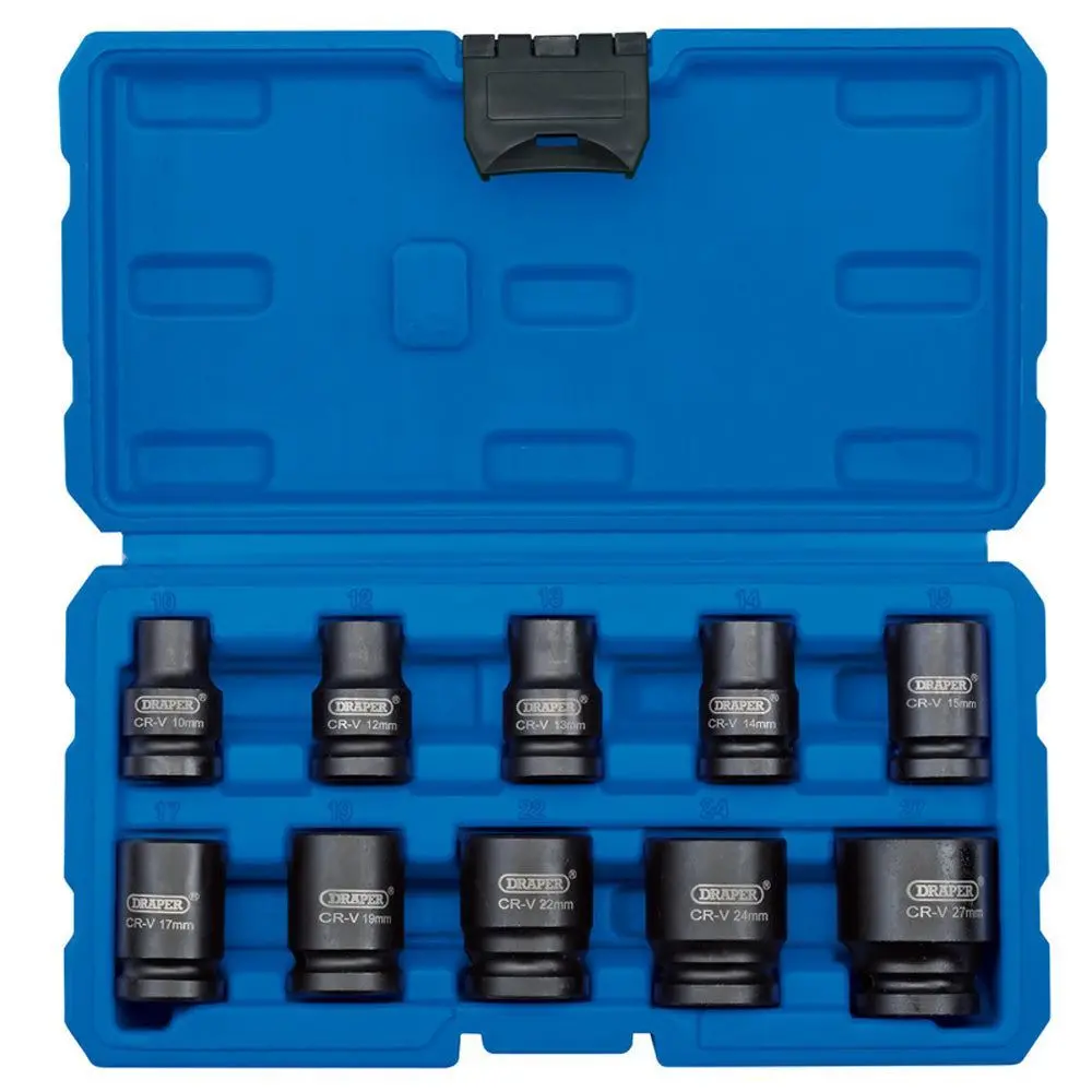 Draper 1/2" Square Drive Impact Socket Metric Set Of 10 Piece - 83092 1