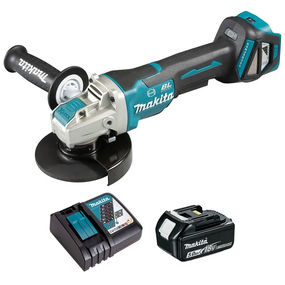 Makita Dga519z 18V Lxt Brushless 125Mm Angle Grinder With 1 X 5.0Ah Battery & Charger 1