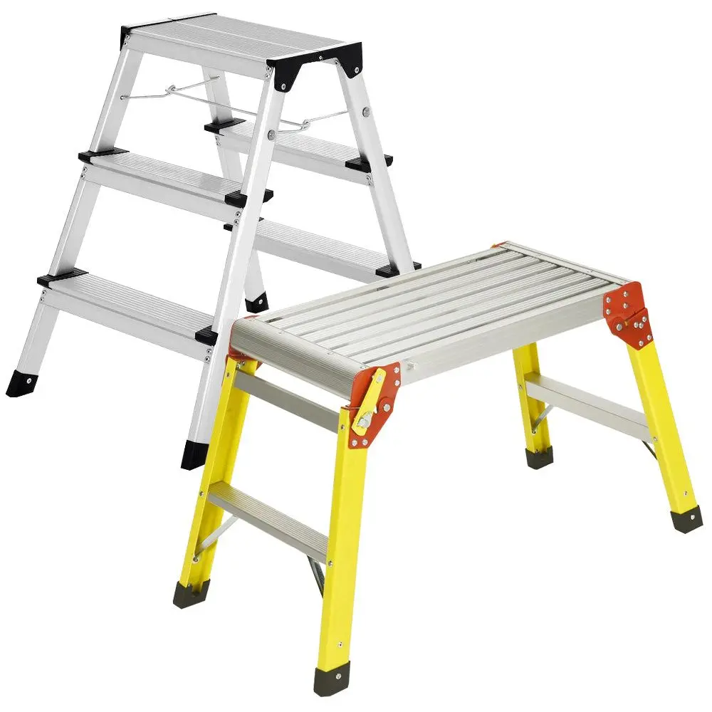 Excel Aluminium Stool Ladder 3 Tread With Fibreglass Folding Hop Up 1
