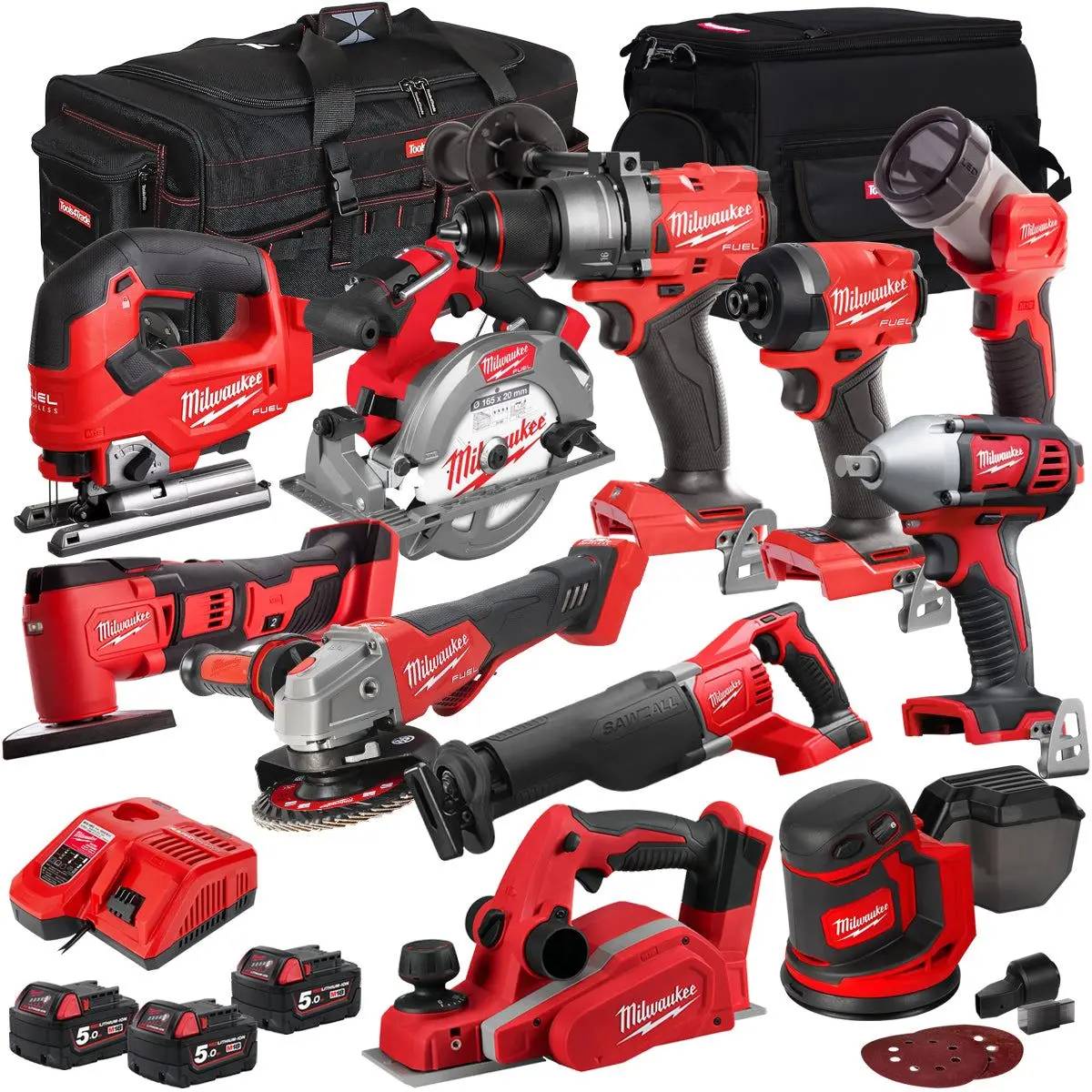 Milwaukee 18V 11 Piece Power Tool Kit With 3 X 5.0Ah Batteries T4tkitm-78 1