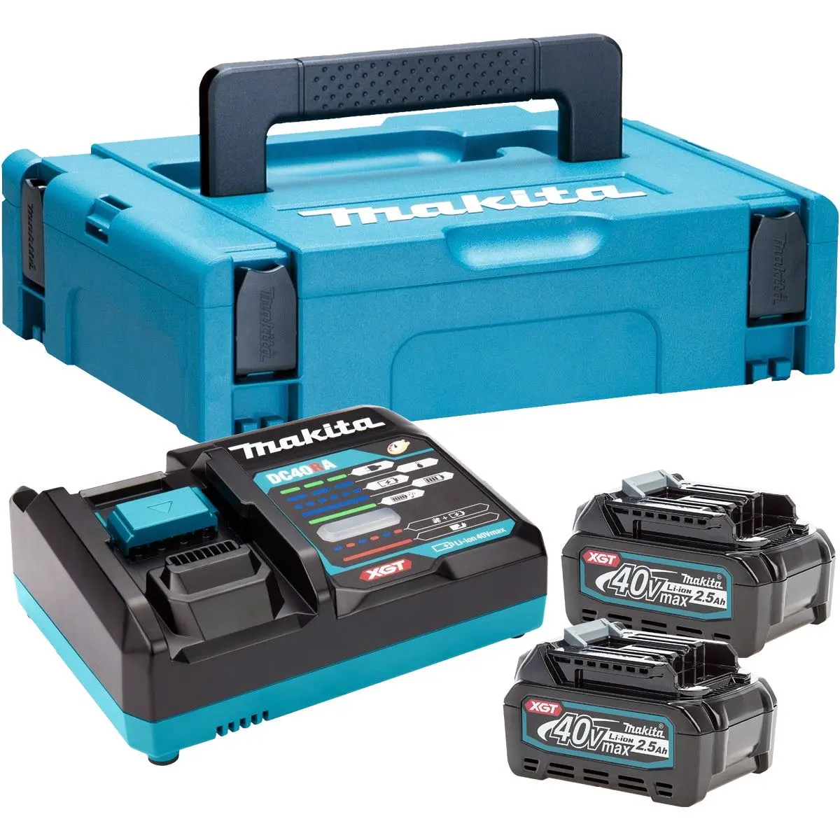 Makita 191J85-8 40V Max Xgt Power Source Kit 240V With 2 X 2.5Ah Bl4025 Batteries, Charger & Case 1