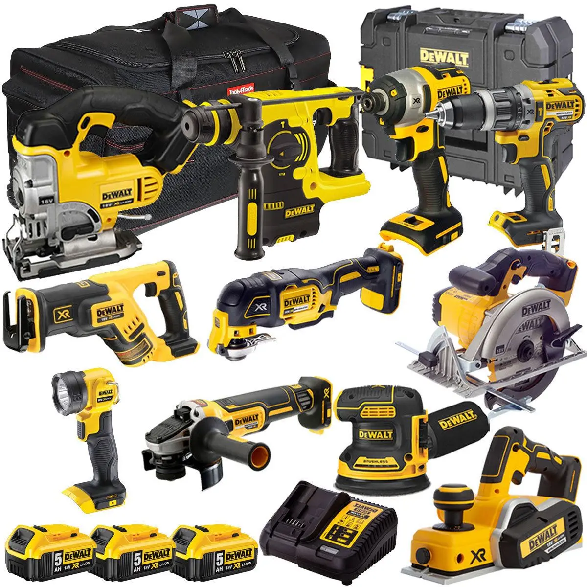 Dewalt 18V 11 Piece Power Tool Kit With 3 X 5.0Ah Battery & Charger T4tkit-9613 1