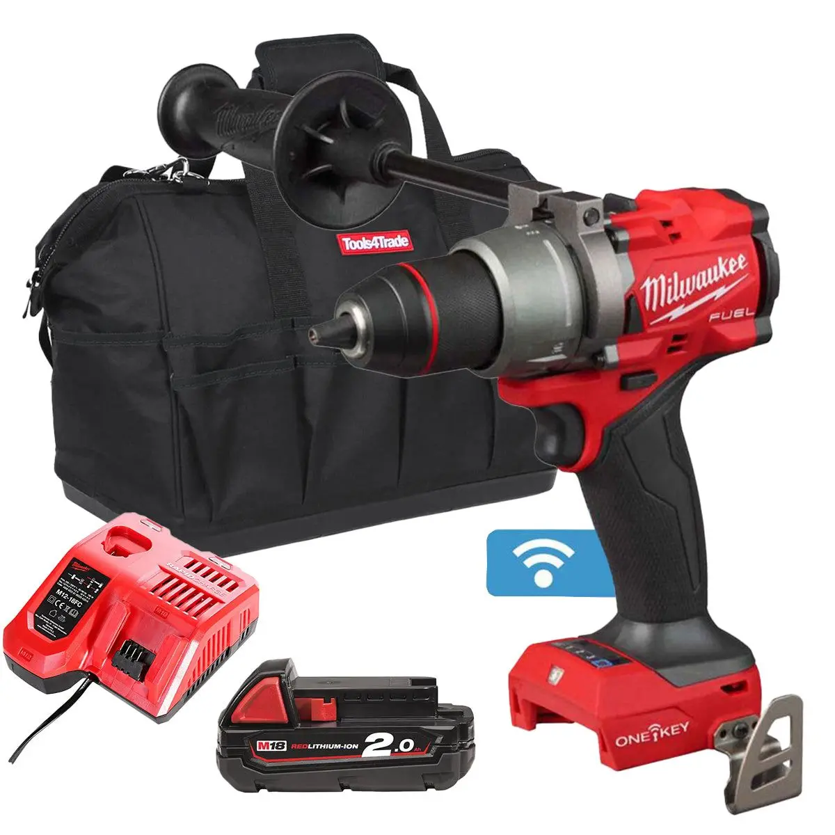 Milwaukee M18onepd3-0 18V Fuel One-Key Brushless Combi Drill With 1 X 2.0Ah Battery Charger & Bag 1