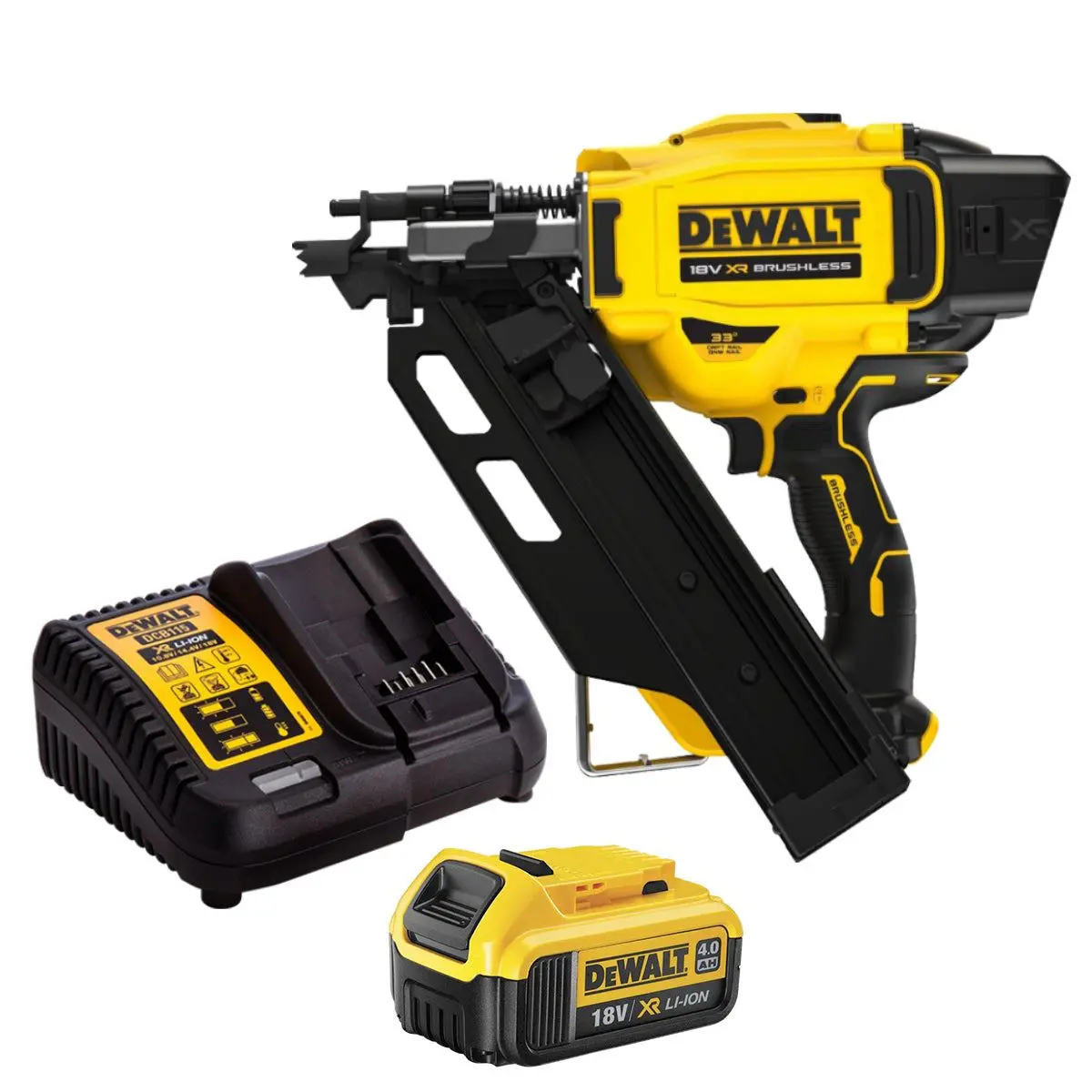 Dewalt Dcn930n 18V Xr Brushless 90Mm First Fix Framing Nailer With 1 X 4.0Ah Battery & Charger 1