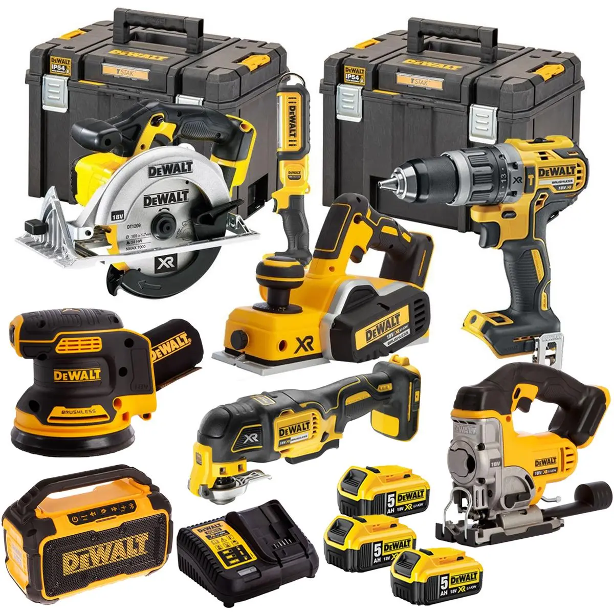 Dewalt 18V 8 Piece Power Tool Kit With 3 X 5.0Ah Batteries T4tkit-445 1