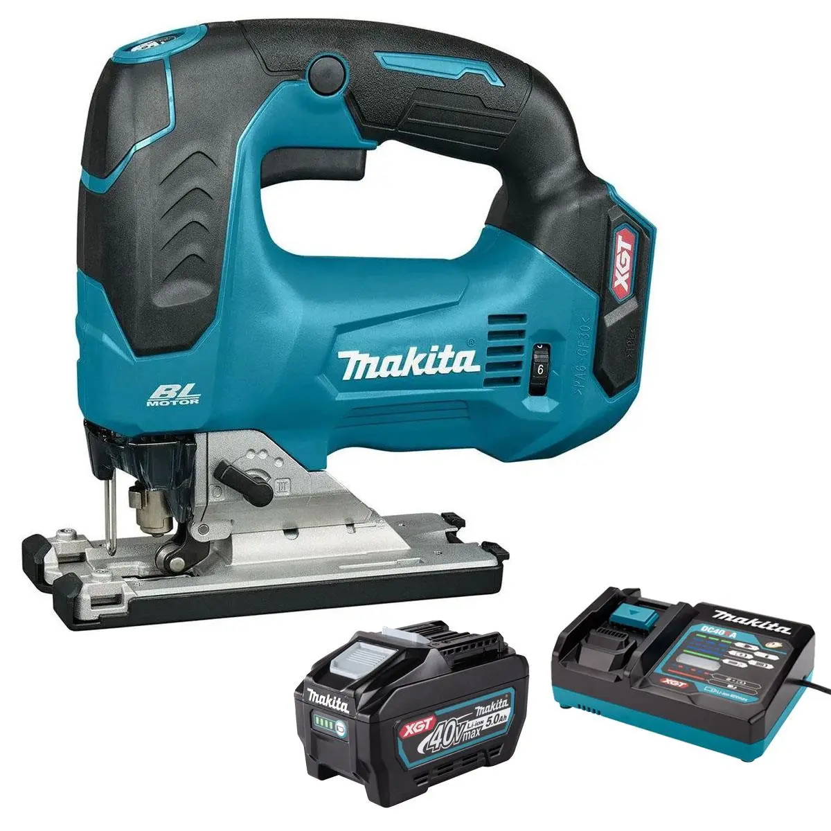 Makita Jv002gz 40V Xgt Brushless Handle Grip Jigsaw With 1 X 5.0Ah Battery & Charger 1