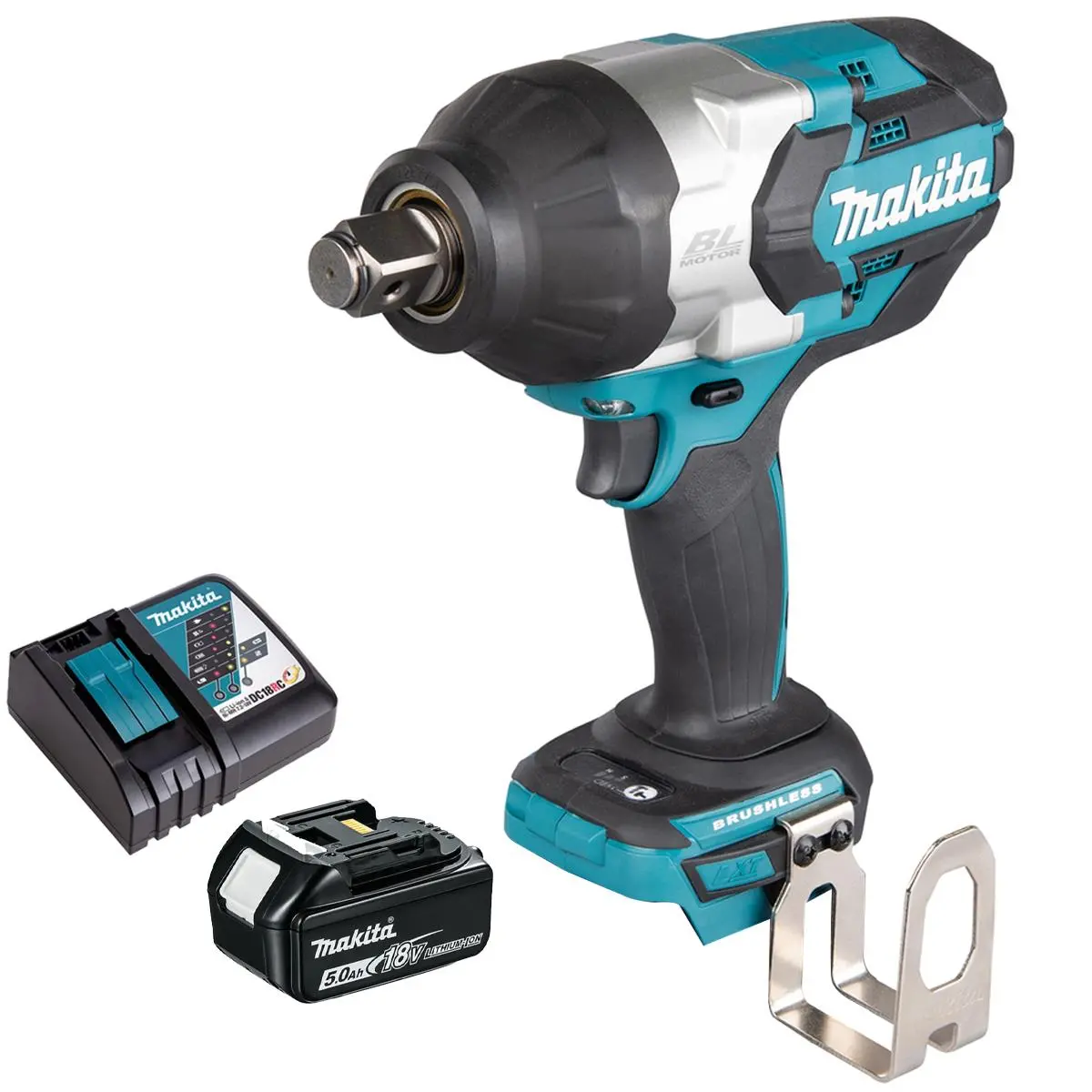 Makita Dtw1001z 18V Lxt Brushless Impact Wrench With 1 X 5.0Ah Battery & Charger 1