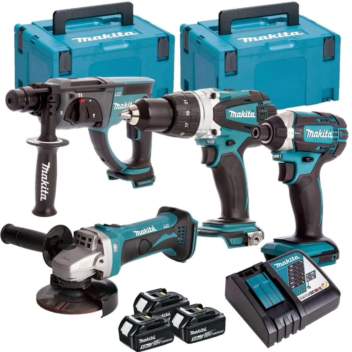 Makita 18V 4 Piece Power Tool Kit With 3 X 5.0Ah Battery & Charger T4tkit-16461 1