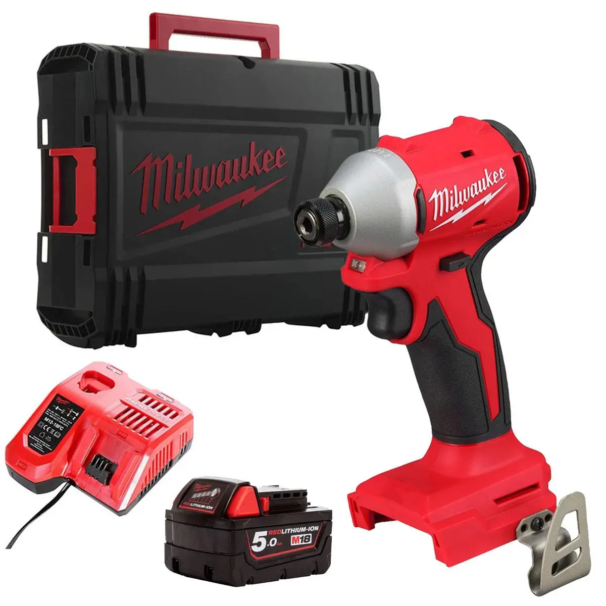 Milwaukee M18blidrc-0 18V Brushless 1/4" Impact Driver  With 1 X 5.0Ah Battery Charger & Empty Tool Box 1